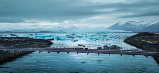 Ruta del ring road en invierno para campers en Islandia