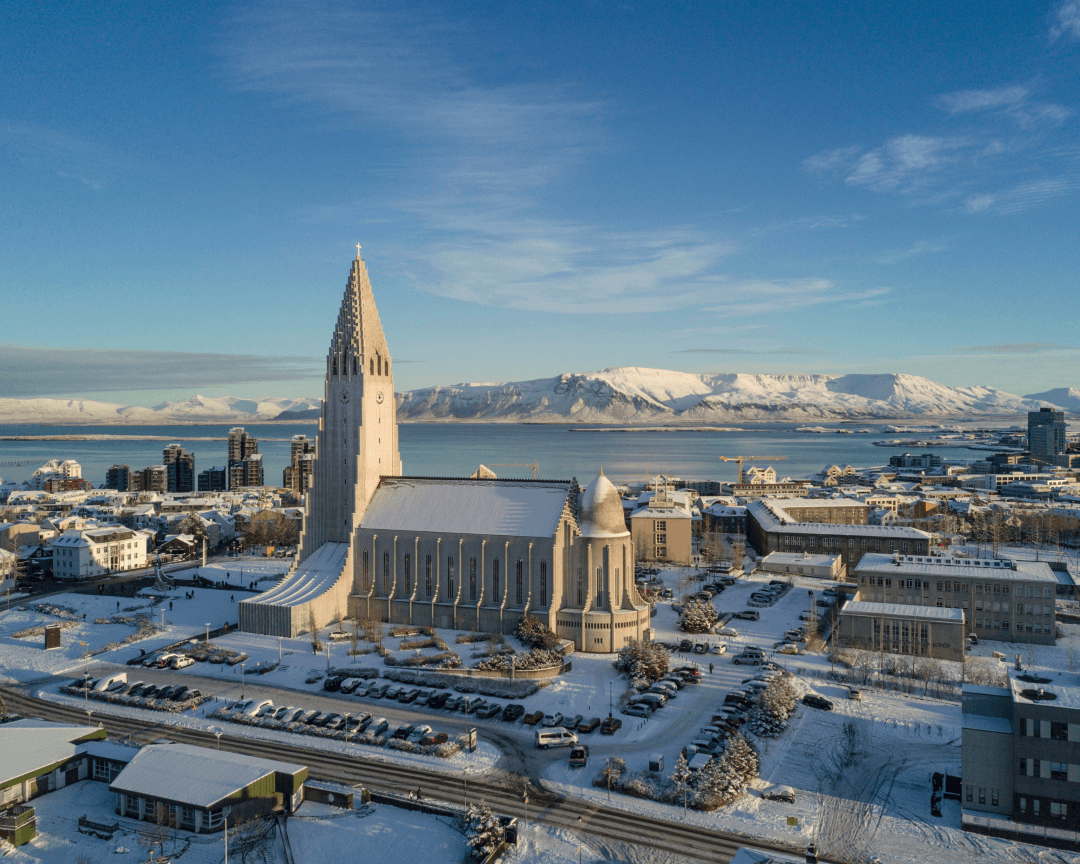Hallgrímskirkja church, the towering church that dominates Reykjavik skyline