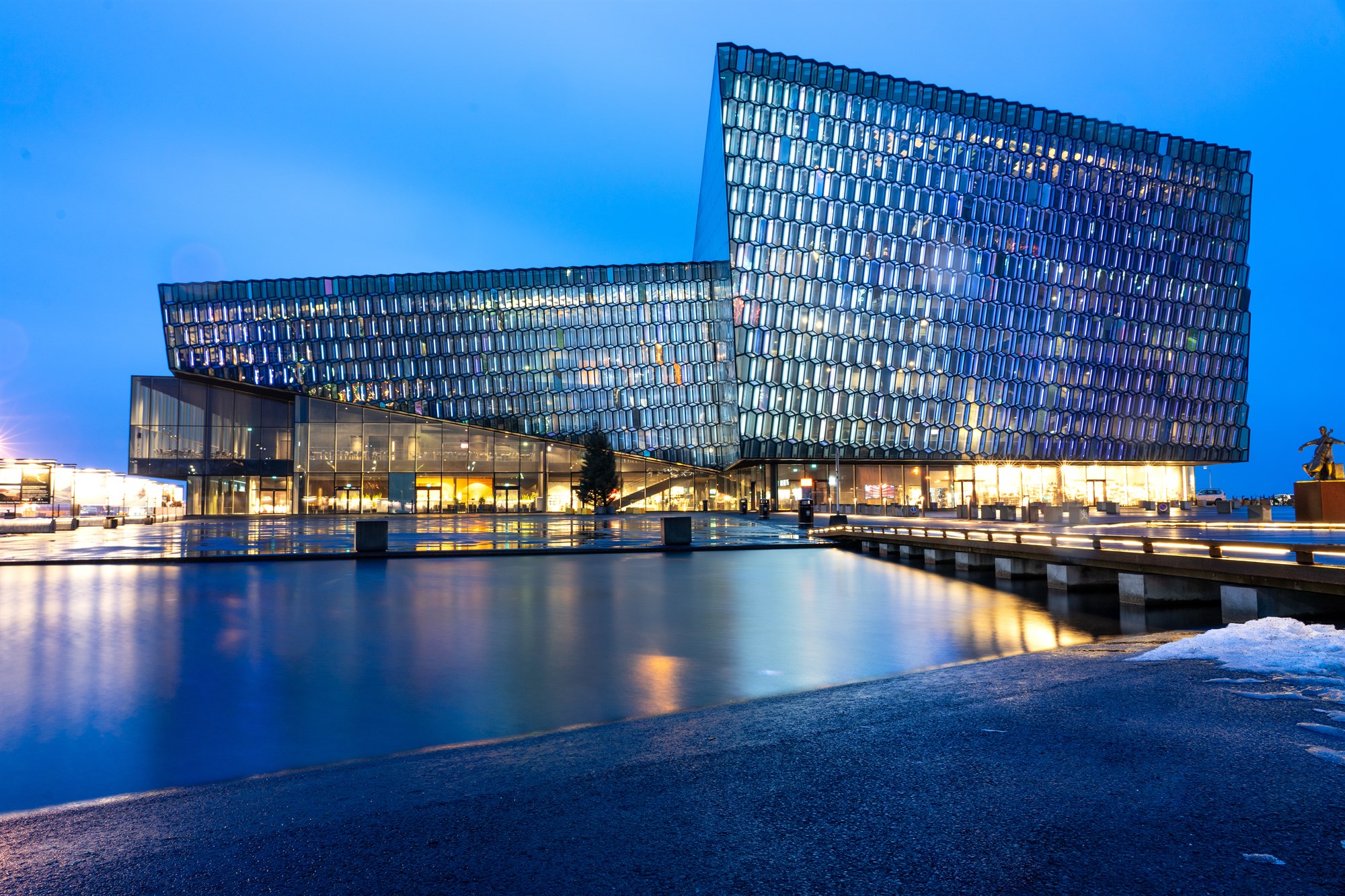 The concert hall glass building in Reykjavik, an iconic landmark.