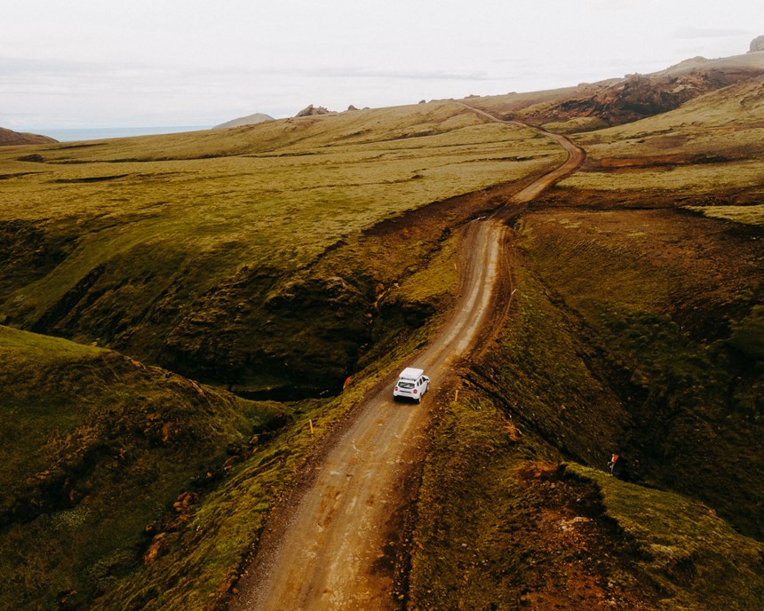 Driving in the Highland in Iceland