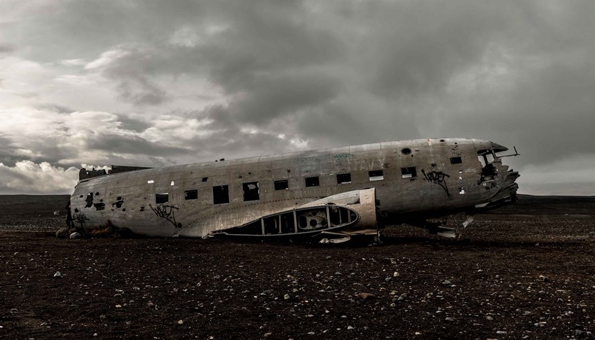 Abandoned DC Plane Wreck on Solheimasandur Beach in Iceland 